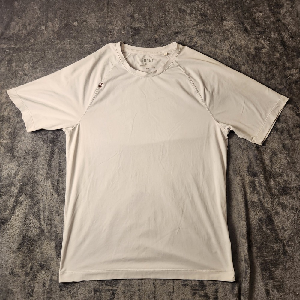 Rhone Reign Short Sleeve Training Tee Mens Medium Light Gray Raglan Gym Shirt